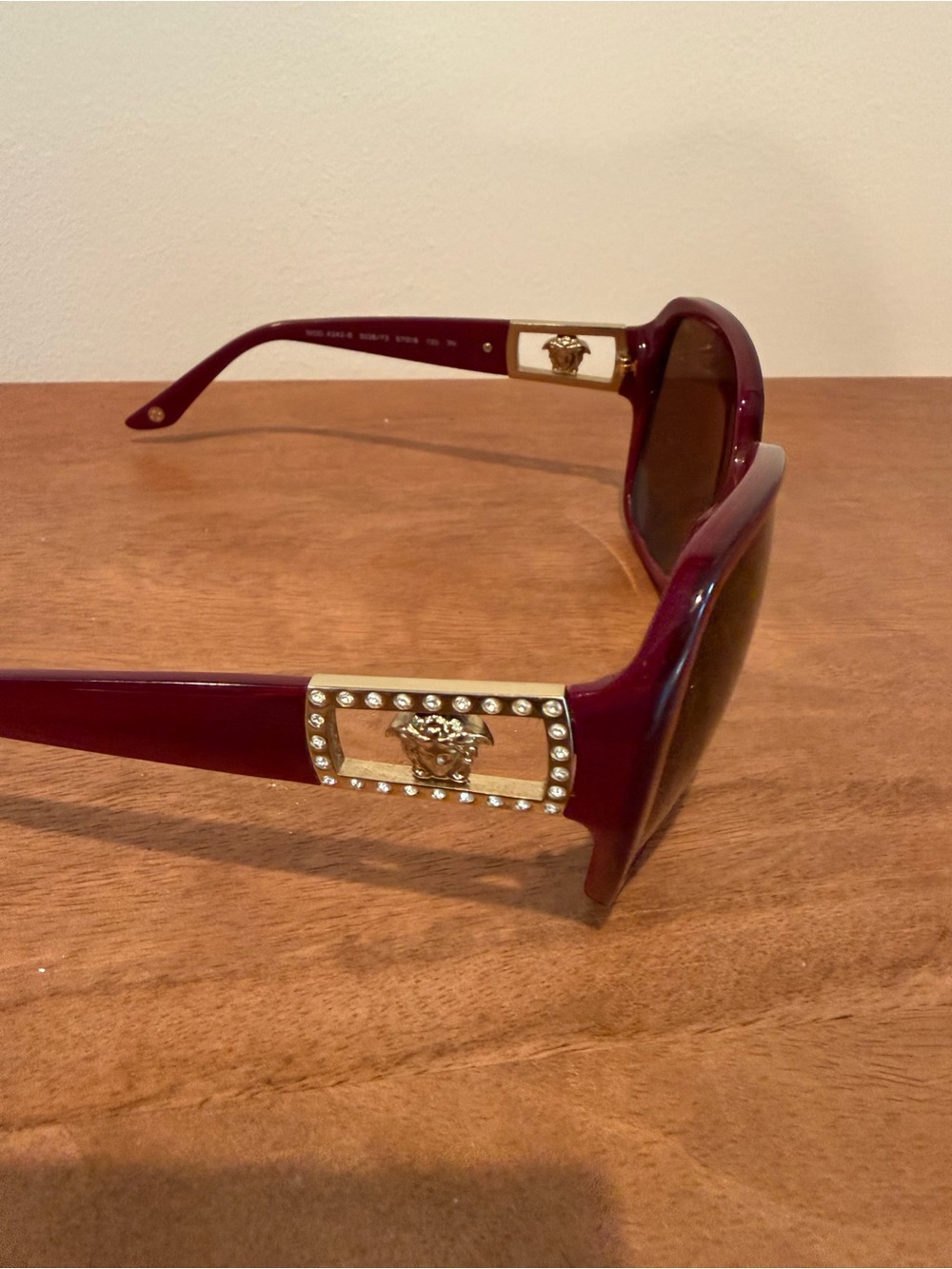 Versace Oversized Sunglasses - Burgundy Frame with Dark Lenses - Picture 2 of 3